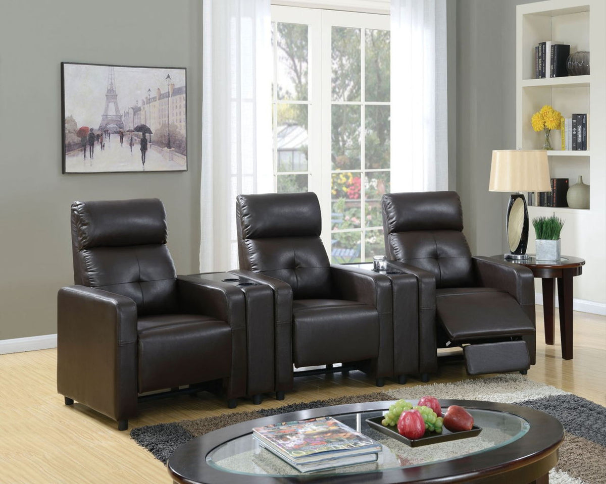 Britten - Motion Home Theater With Cup Holder - Espresso Synthetic Leather