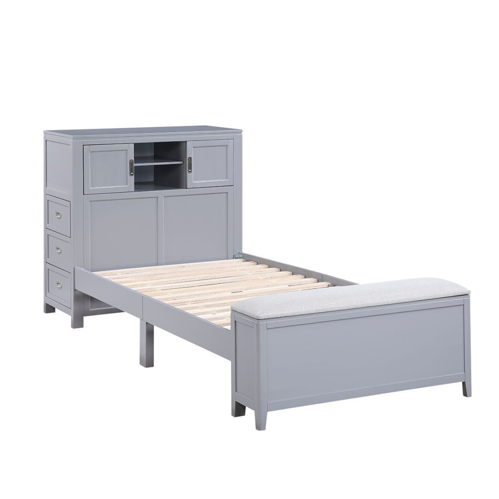 Sloane - Bookcase Bed With Hidden Desk, Stool And Storage Bench