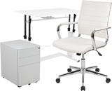 EMEREK White 39" Wide Office Set