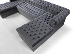 PACKARD Gray Velvet 141" Wide Double Chaise Sectional