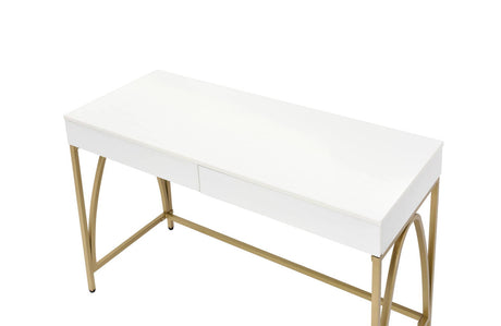 Lightmane - Vanity Desk (Same 92660) - White High Gloss & Gold