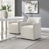 Cafell - Arm Chair With Swivel Casters - Cream