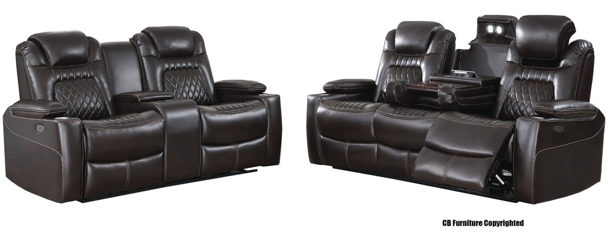 SENATOR Dark Brown Powered Reclining Sofa & Loveseat