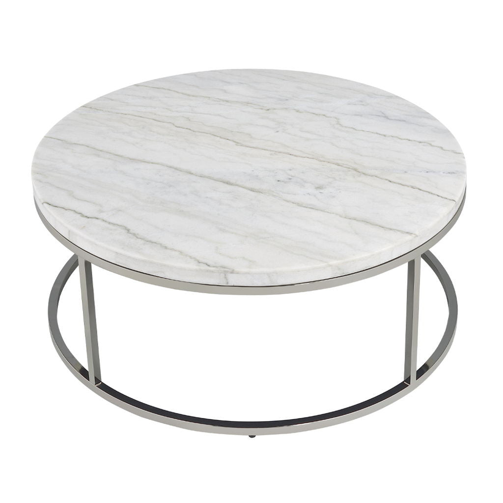 Zaidee - Coffee Table With Marble - Marble Top & Nickel