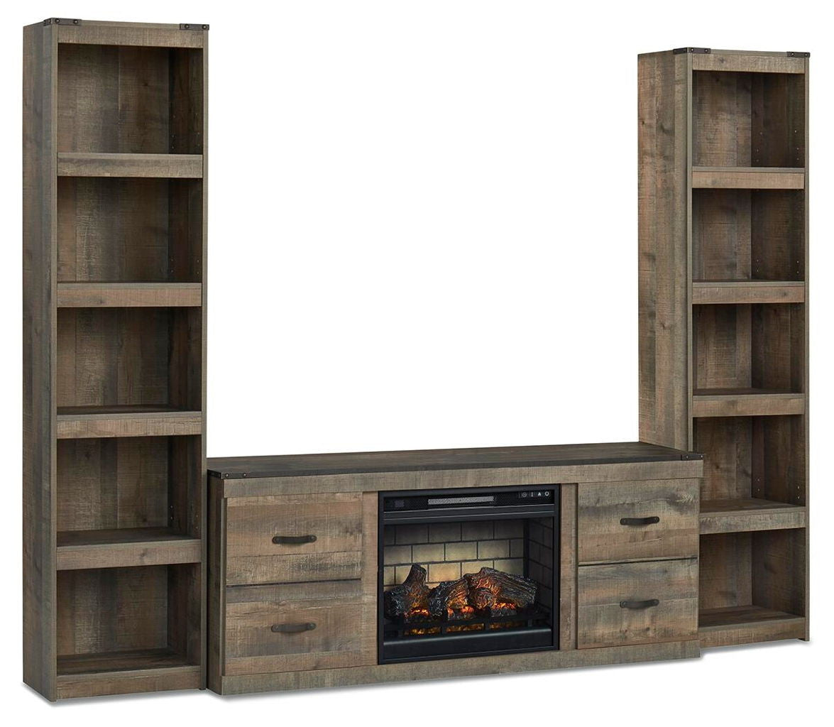 Trinell - 3-Piece Entertainment Center With Electric Fireplace - Brown