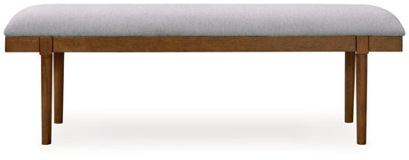 Lyncott - Large Upholstered Dining Room Bench - Gray / Brown