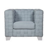 Saree - Chair - Light Teal Chenille & White