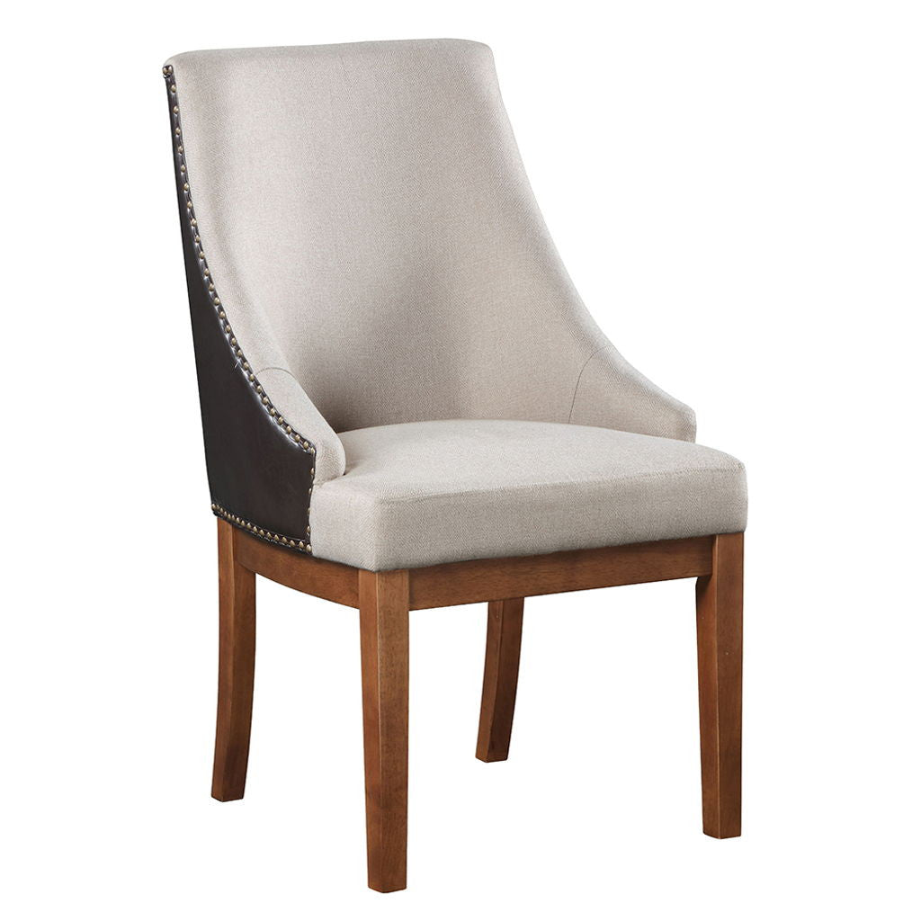 Gilsea - Fabric & Synthetic Leather Side Chair (Set of 2) - Beige & Brown Finish