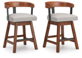 Ralene - Upholstered Swivel Barstool (Set of 2) - Medium Brown