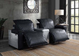 Misezon - Power Motion Recliner - Black Top Grain Leather & Aluminum