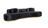 ANGELICA Black Velvet 130" Wide Curved Sectional
