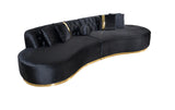 ANGELICA Black Velvet 130" Wide Curved Sectional