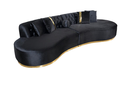 ANGELICA Black Velvet 130" Wide Curved Sectional