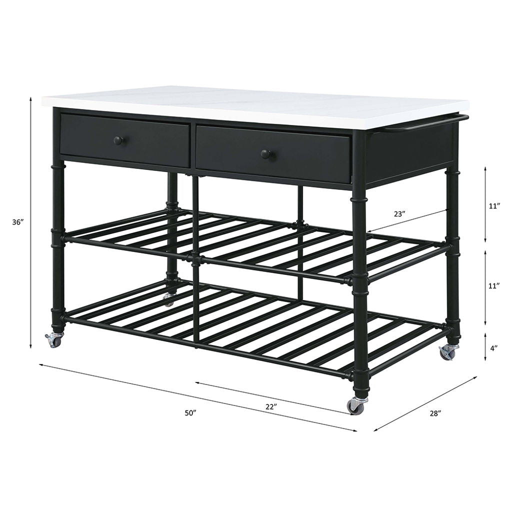 Emery - Kitchen Island - White Cultured Marble Top & Gray
