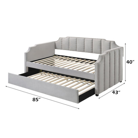 Peridot - Twin Daybed With Trundle - Dove Gray Velvet