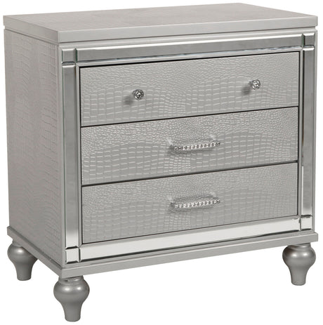 STRADA Silver Alligator Texture 31" Wide Nightstand