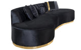 ANGELICA Black Velvet 130" Wide Curved Sectional