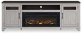Darborn - 88" TV Stand With Electric Infrared Fireplace Insert - Gray / Brown