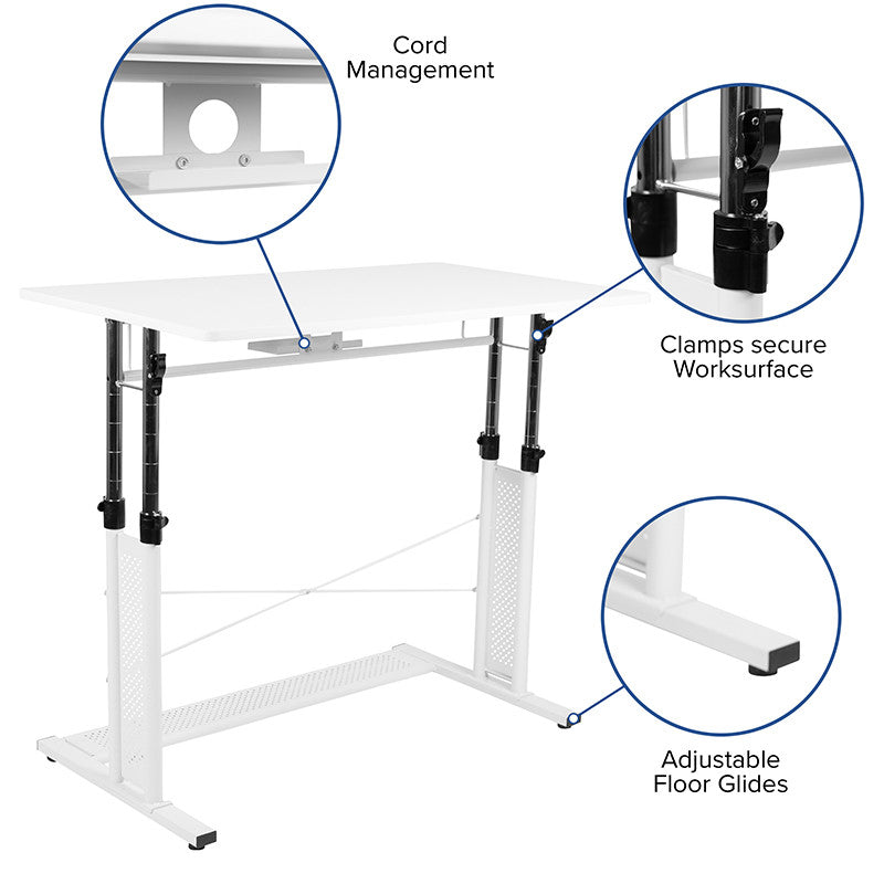 EMEREK White 39" Wide Office Set