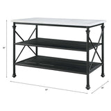Brahm - Kitchen Island - White Marble Top & Gray