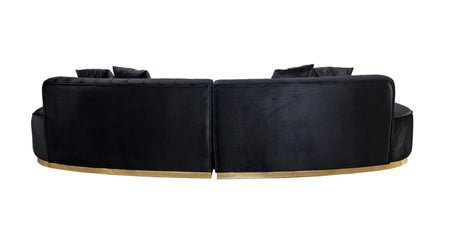 ANGELICA Black Velvet 130" Wide Curved Sectional