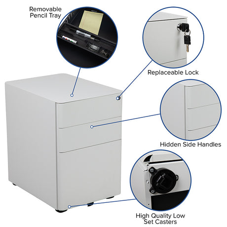EMEREK White 39" Wide Office Set