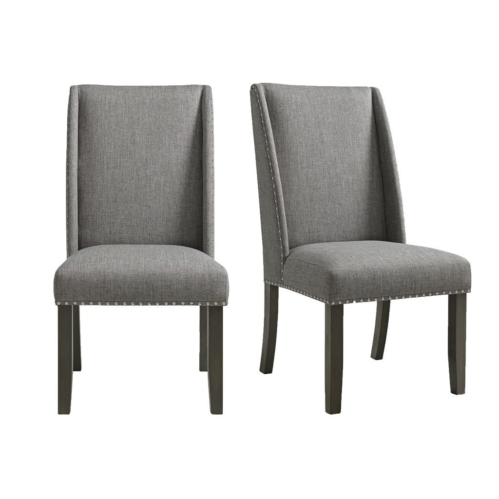 Everdeen - Side Chair With Gray Fabric and Nail Heads (Set of 2) - Charcoal
