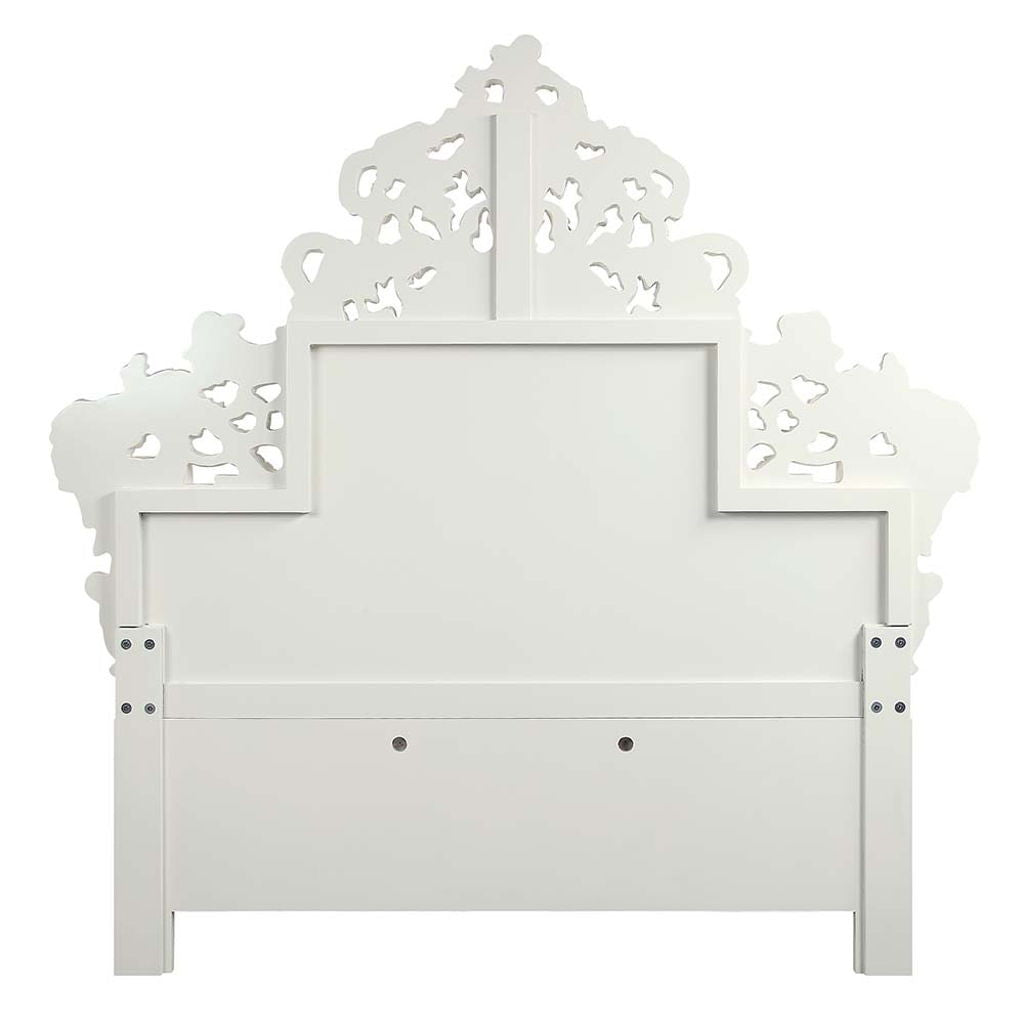 Vanaheim - Eastern King Bed - Beige Synthetic Leather & Antique White