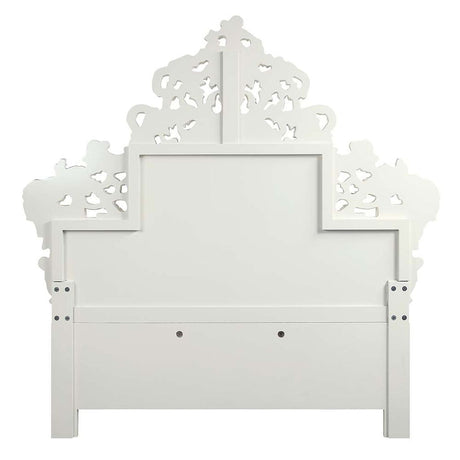 Vanaheim - Eastern King Bed - Beige Synthetic Leather & Antique White