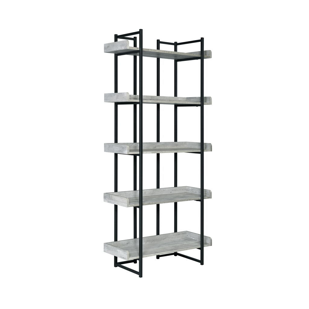 Preston - 2 Piece Desk And Bookshelf Set - Gray