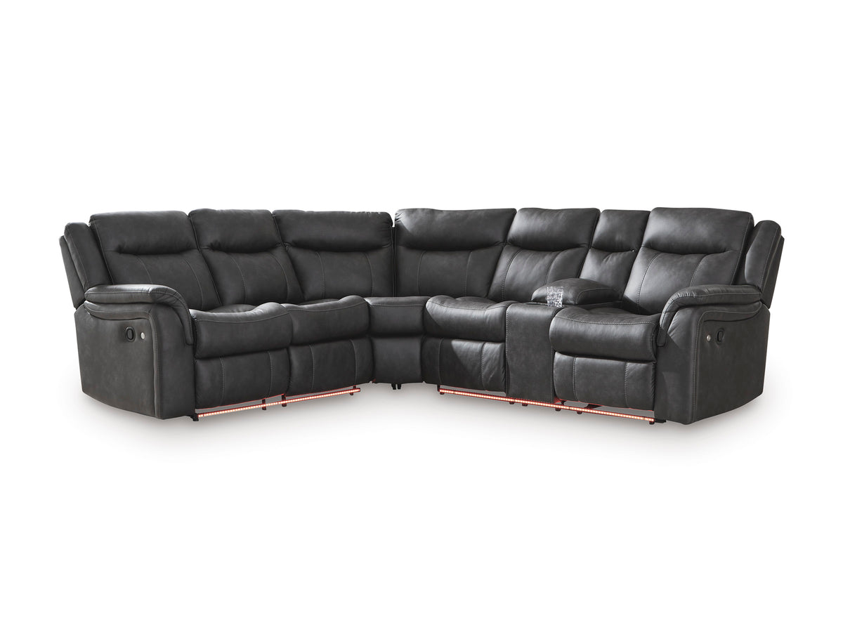 Voltage Faux Leather 103" x 116" 2-Piece Reclining Sectional With LED