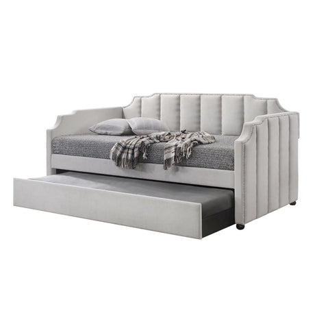 Peridot - Twin Daybed With Trundle - Dove Gray Velvet