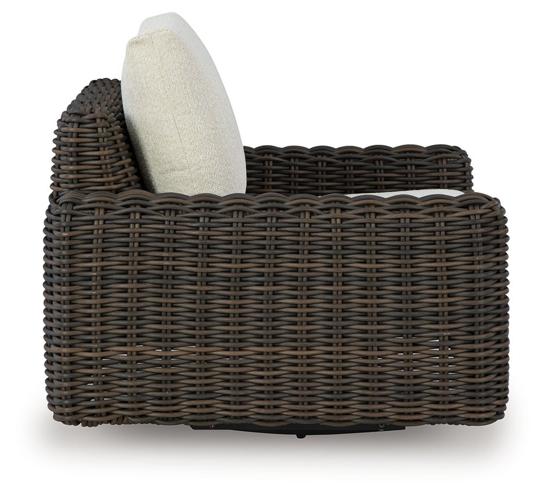 Kimora - Swivel Glider Lounge With Cushion - Beige / Dark Brown