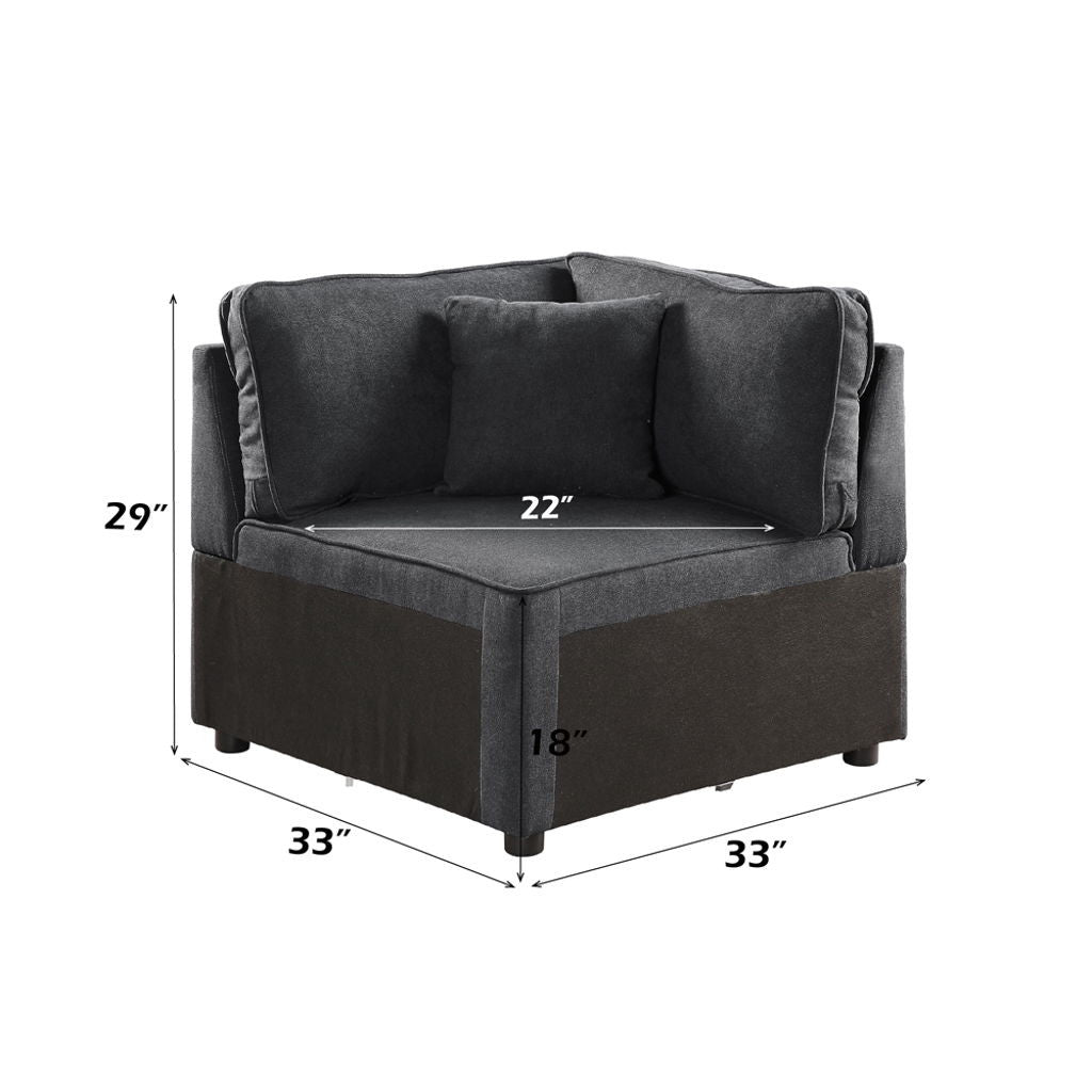 Silvester - Modular Wedge With Pillow - Gray Fabric