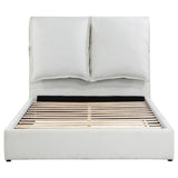 PURINA White Boucle Cloud Platform Bed with Pillow Headboard
