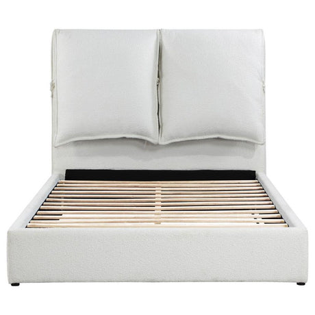 PURINA White Boucle Cloud Platform Bed with Pillow Headboard