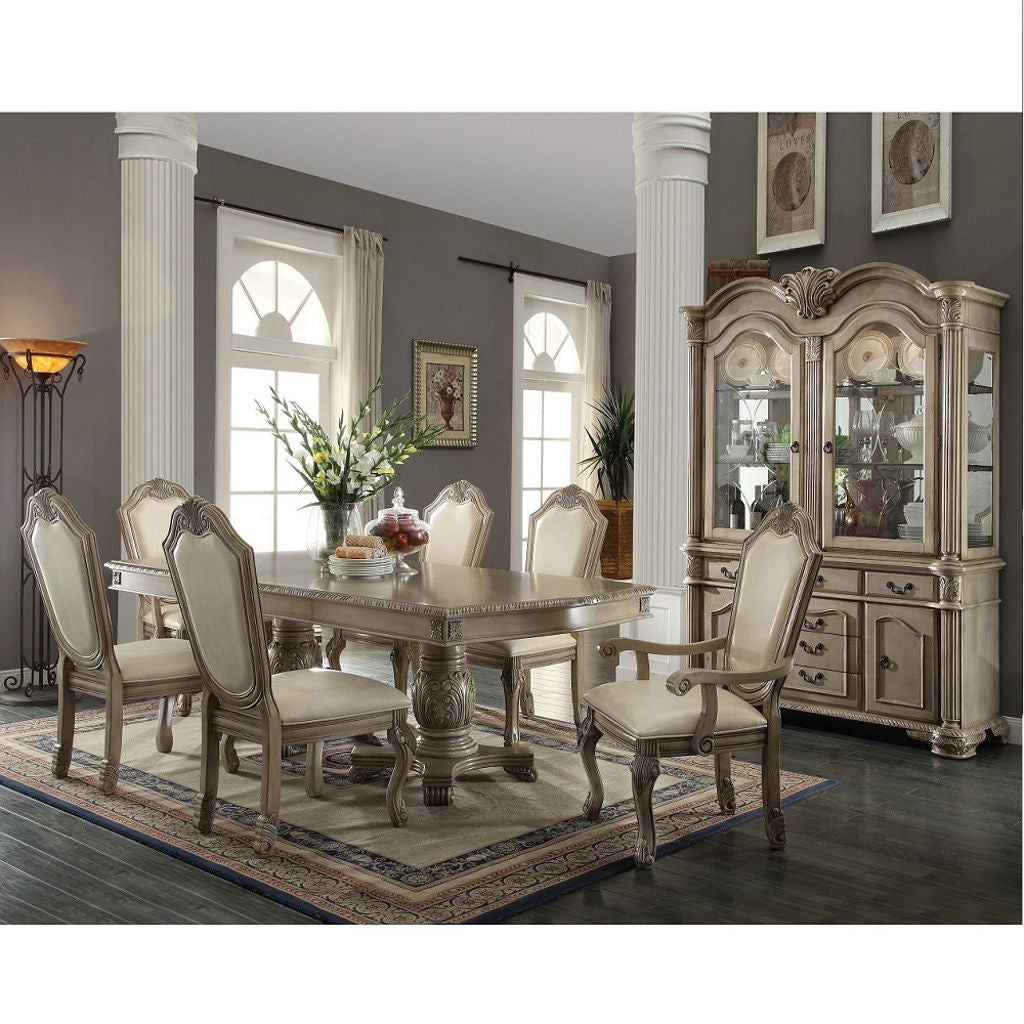 Chateau De Ville - Arm Chair (Set of 2) - Synthetic Leather & Antique White