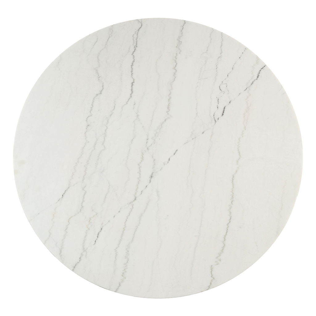 Edwyn - Round Dining Table - White Natural Marble Top & Espresso