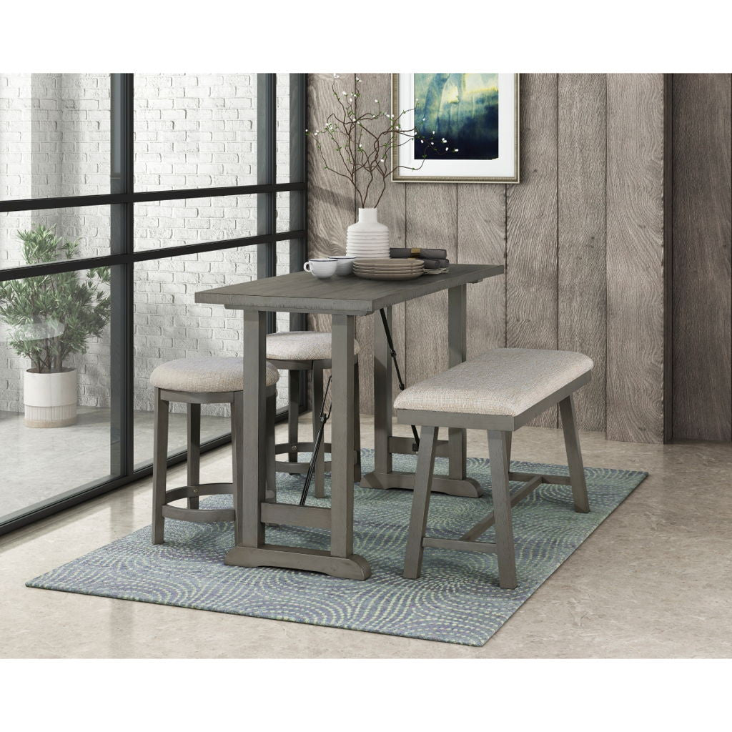 Auburndale - Counter Height Bench - Dark Gray / Beige