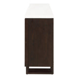Edwyn - Server With Fireplace - Natural Marble Top & Espresso