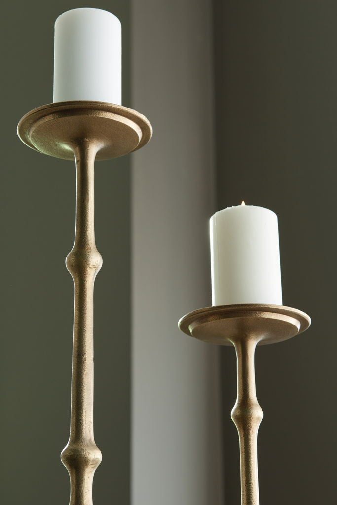 Larwick - Candle Holder Set (Set of 2) - Antique Brass Finish