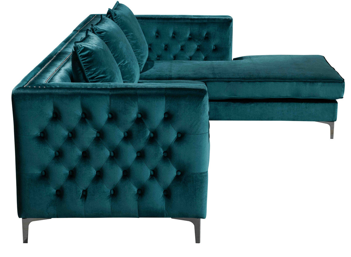 ARIAN Teal 106" Wide Velvet Sectional