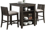 AMPARO Brown Cherry 3 Piece Counter Height Set With USB Ports