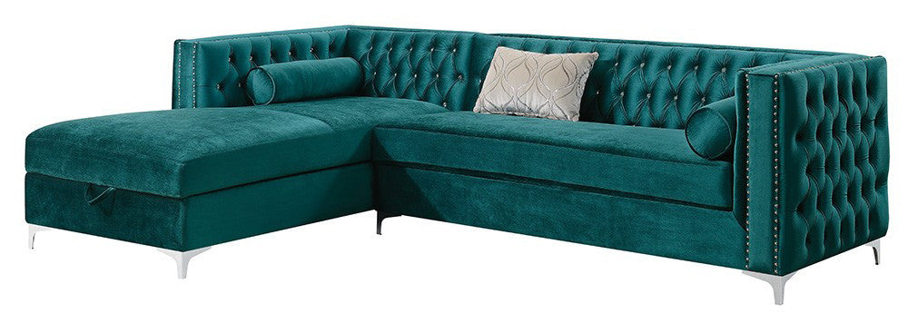 EMILY Teal 107" Wide Sectional with Hidden Storage