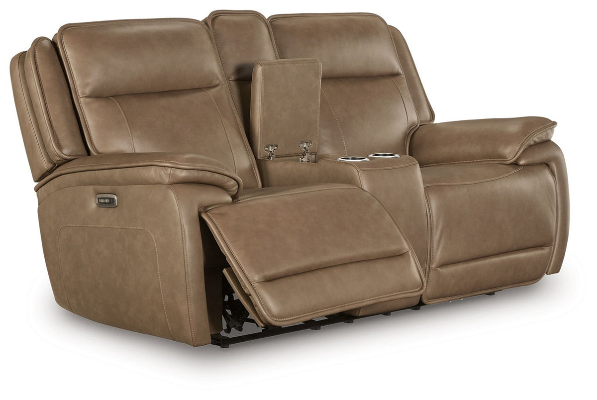Glencroft - Power Reclining Loveseat With Console / Adjustable Headrest - Sahara