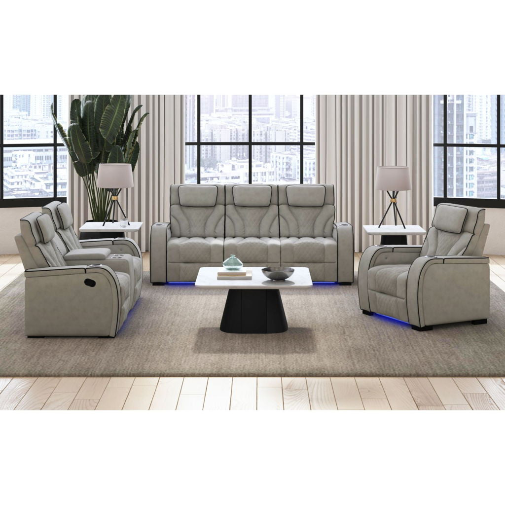 Blitz - Motion Loveseat With Console, And LED