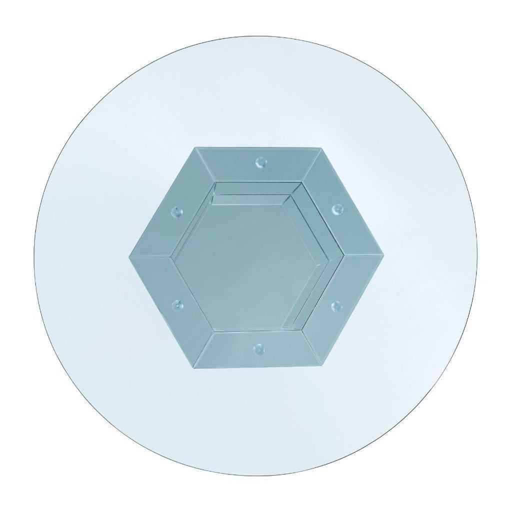 Noralie - Dining Table - Mirrored, Faux Diamonds & Clear Glass Top