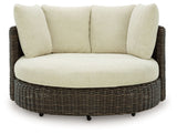 Kimora - Swivel Lounge Chair With Cushion - Beige / Dark Brown