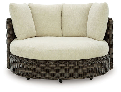 Kimora - Swivel Lounge Chair With Cushion - Beige / Dark Brown