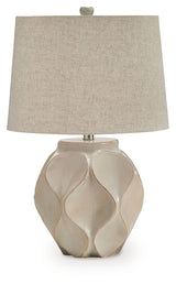 Edselham - Paper Table Lamp - Distressed Cream